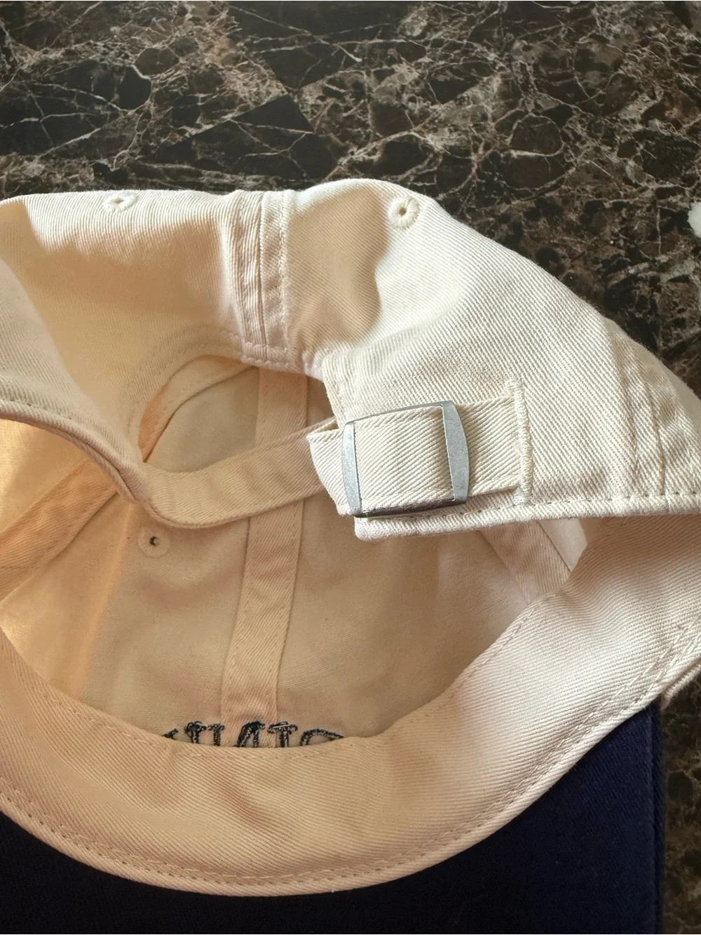 PINK Victoria's Secret Two-Tone White and Navy Baseball Cap